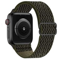 Per Apple Watch 42mm / 41mm / 40mm / 38mm Kalebol Eight Buckle Cinturino in nylon intrecciato ondulato (verde militare)