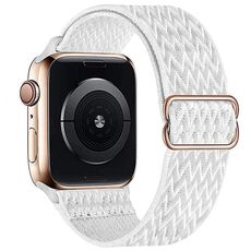Per Apple Watch 42mm / 41mm / 40mm / 38mm Kalebol Eight Buckle Wavy Braided Nylon Watch Band (Bianco Brillante)