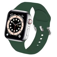 Per Apple Watch 42mm / 41mm / 40mm / 38mm Kalebol Cinturino in silicone con fibbia ad ardiglione in metallo (verde scuro)