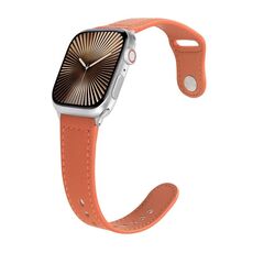 Per Apple Watch 46mm / 49mm / 45mm / 44mm Kalebol Cinturino in pelle con fibbia a perno grande (arancione)