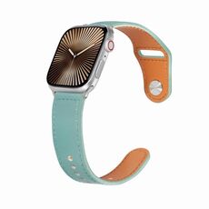 Per Apple Watch 46mm / 49mm / 45mm / 44mm Kalebol Cinturino in pelle con fibbia a perno grande (verde)