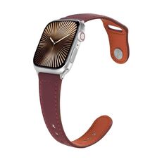 Per Apple Watch 42mm / 41mm / 40mm / 38mm Kalebol Cinturino in pelle con fibbia a perno grande (rosso vino)