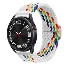 Per Samsung Galaxy Watch 7/6/5/4 Kalebol Eight Buckle Nylon Braided Watch Band (Bianco Arcobaleno)