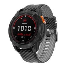 Per Garmin Fenix ​​7 22mm Kalebol Two Color Carbon Fiber Print Silicone Watch Band (Nero Grigio)