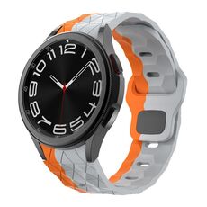 Per Samsung Galaxy Watch 4/5/6 Kalebol Football Pattern Reverse Buckle Silicone Strap (Wild Path Grey Orange)