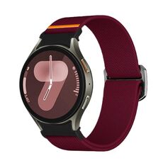 Per Samsung Galaxy Watch 5 Pro / 6 / 7 Kalebol Button Elastic Nylon Watch Band (rosso vino)