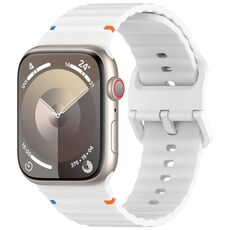 Per Apple Watch 42mm / 41mm / 40mm / 38mm Kalebol Wavy Grain Cinturino in silicone cucito (bianco)