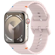Per Apple Watch 42mm / 41mm / 40mm / 38mm Kalebol Wavy Grain Cinturino in silicone cucito (rosa sabbia)