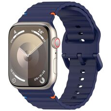 Per Apple Watch 42mm / 41mm / 40mm / 38mm Kalebol Wavy Grain Cinturino in silicone cucito (blu navy)