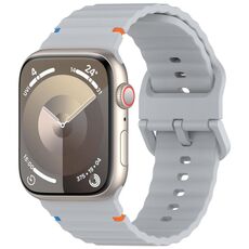 Per Apple Watch 42mm / 41mm / 40mm / 38mm Kalebol Wavy Grain Cinturino in silicone cucito (grigio)