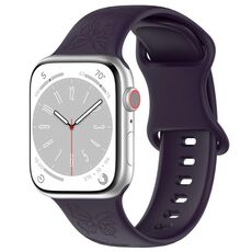 Per Apple Watch 46mm / 49mm / 45mm / 44mm Kalebol 8-shaped Buckle Butterfly Embossed Silicone Watch Band (viola scuro)