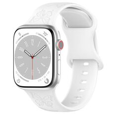 Per Apple Watch 46mm / 49mm / 45mm / 44mm Kalebol 8-shaped Buckle Butterfly Embossed Silicone Watch Band (Bianco)