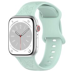 Per Apple Watch 46mm / 49mm / 45mm / 44mm Kalebol 8-shaped Buckle Butterfly Embossed Silicone Watch Band (verde chiaro)