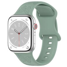 Per Apple Watch 46mm / 49mm / 45mm / 44mm Kalebol 8-shaped Buckle Butterfly Embossed Silicone Watch Band (verde oliva)