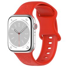 Per Apple Watch 46mm / 49mm / 45mm / 44mm Kalebol 8-shaped Buckle Butterfly Embossed Silicone Watch Band (Rosso)