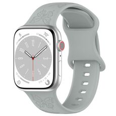 Per Apple Watch 46mm / 49mm / 45mm / 44mm Kalebol 8-shaped Buckle Butterfly Embossed Silicone Watch Band (Grigio)