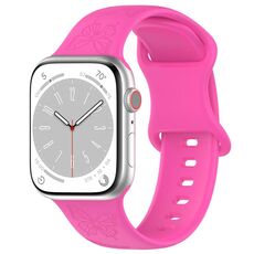 Per Apple Watch 46mm / 49mm / 45mm / 44mm Kalebol 8-shaped Buckle Butterfly Embossed Silicone Watch Band (Rosa shocking)