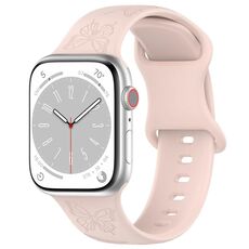 Per Apple Watch 46mm / 49mm / 45mm / 44mm Kalebol 8-shaped Buckle Butterfly Embossed Silicone Watch Band (Rosa Sabbia)