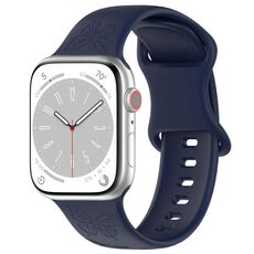 Per Apple Watch 46mm / 49mm / 45mm / 44mm Kalebol 8-shaped Buckle Butterfly Embossed Silicone Watch Band (Blu scuro)