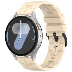 Cinturino per orologio in silicone con fibbia nera Kalebol tinta unita da 22 mm (colore crema)