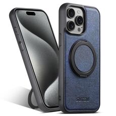 Per iPhone 15 Pro Max Suteni G3 360 Supporto Rotante MagSafe Denim Custodia Posteriore in Pelle per Telefono (Blu)