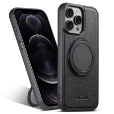 Per iPhone 12 Pro Suteni G3 360 Supporto Rotante MagSafe Custodia Posteriore in Pelle Denim per Telefono (Nero)