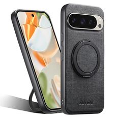 Per Google Pixel 9 Pro Suteni G3 360 Supporto Rotante MagSafe Denim Custodia Posteriore in Pelle per Telefono (Nero)