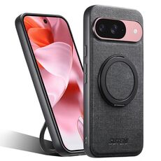 Per Google Pixel 9 Suteni G3 360 Supporto Rotante MagSafe Denim Custodia Posteriore in Pelle per Telefono (Nero)
