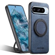 Per Google Pixel 8 Pro Suteni G3 360 Supporto Rotante MagSafe Denim Custodia Posteriore in Pelle per Telefono (Blu)