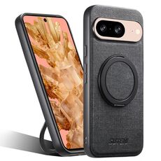 Per Google Pixel 8 Suteni G3 360 Supporto Rotante MagSafe Denim Custodia Posteriore in Pelle per Telefono (Nero)