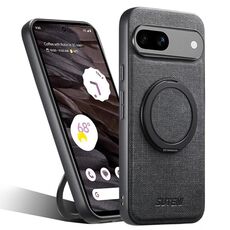 Per Google Pixel 7a Suteni G3 360 Supporto Rotante MagSafe Denim Custodia Posteriore in Pelle per Telefono (Nero)