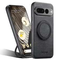 Per Google Pixel 7 Pro Suteni G3 360 Supporto Rotante MagSafe Denim Custodia Posteriore in Pelle per Telefono (Nero)