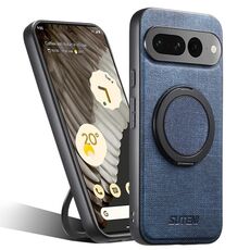 Per Google Pixel 7 Pro Suteni G3 360 Supporto Rotante MagSafe Denim Custodia Posteriore in Pelle per Telefono (Blu)