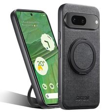 Per Google Pixel 7 Suteni G3 360 Supporto Rotante MagSafe Denim Custodia Posteriore in Pelle per Telefono (Nero)