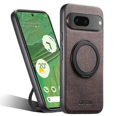 Per Google Pixel 7 Suteni G3 360 Supporto Rotante MagSafe Custodia Posteriore in Pelle Denim per Telefono (Marrone)