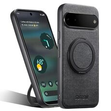 Per Google Pixel 6a Suteni G3 360 Supporto Rotante MagSafe Denim Custodia Posteriore in Pelle per Telefono (Nero)