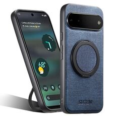 Per Google Pixel 6a Suteni G3 360 Supporto Rotante MagSafe Denim Custodia Posteriore in Pelle per Telefono (Blu)