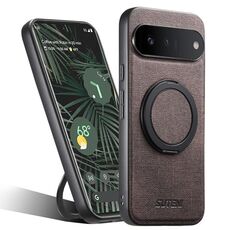 Per Google Pixel 6 Pro Suteni G3 360 Supporto Rotante MagSafe Denim Custodia Posteriore in Pelle per Telefono (Marrone)
