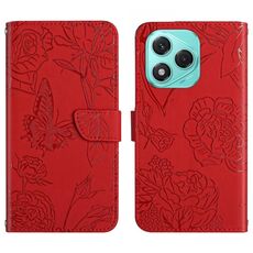 Custodia in pelle flip con motivo a farfalla in rilievo per Honor 400 Lite HT03 (rosso)