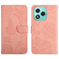 Custodia in pelle flip con motivo a farfalla in rilievo per Honor 400 Lite HT03 (rosa)