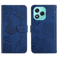 Custodia in pelle flip con motivo a farfalla in rilievo per Honor 400 Lite HT03 (blu)