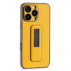 Per iPhone 16 Pro Max Custodia antiurto con supporto push-pull in pelle PU (giallo)