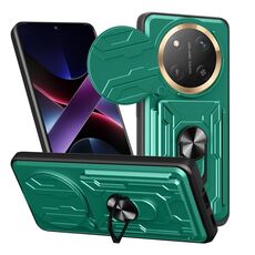 Per Honor X60 Pro / X9c Custodia per telefono scorrevole Camshield TPU+PC con slot per schede (verde scuro)
