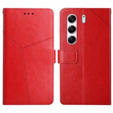 Custodia a libro in pelle con motivo a Y per Tecno Camon 40 4G (rossa)