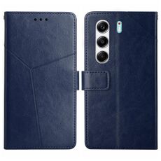 Custodia a libro in pelle con motivo a Y per Tecno Camon 40 4G (blu)