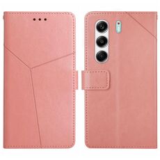 Custodia a libro in pelle con motivo a Y per Tecno Camon 40 4G (rosa)