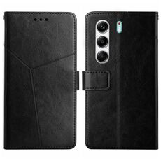Custodia a libro in pelle con motivo a Y per Tecno Camon 40 Pro 5G (nera)