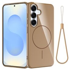 Per Samsung Galaxy S24+ 5G Custodia per telefono antiurto in TPU lucido MagSafe con cordino (oro)