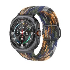 Per Samsung Galaxy Watch Ultra 47mm Kalebol Braided Loop Magnetic Black Buckle Watch Band (mimetico)