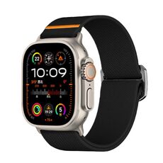 Per Apple Watch 46mm / 49mm / 45mm / 44mm Kalebol Bull Bead Buckle Elastic Nylon Watch Band (Nero)